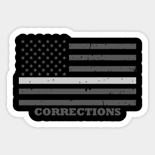 Corrections Officer Gift - Thin Silver Line Flag - Prison Officer Sticker